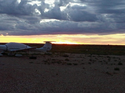 sunrise in the desert with vh- jrz